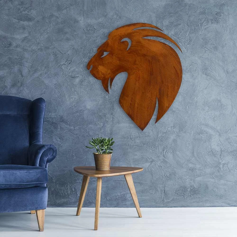 Edelrost Löwe Im Profil Wandbild 2 Edelrost Löwe Im Profil Wandbild – Bild 2