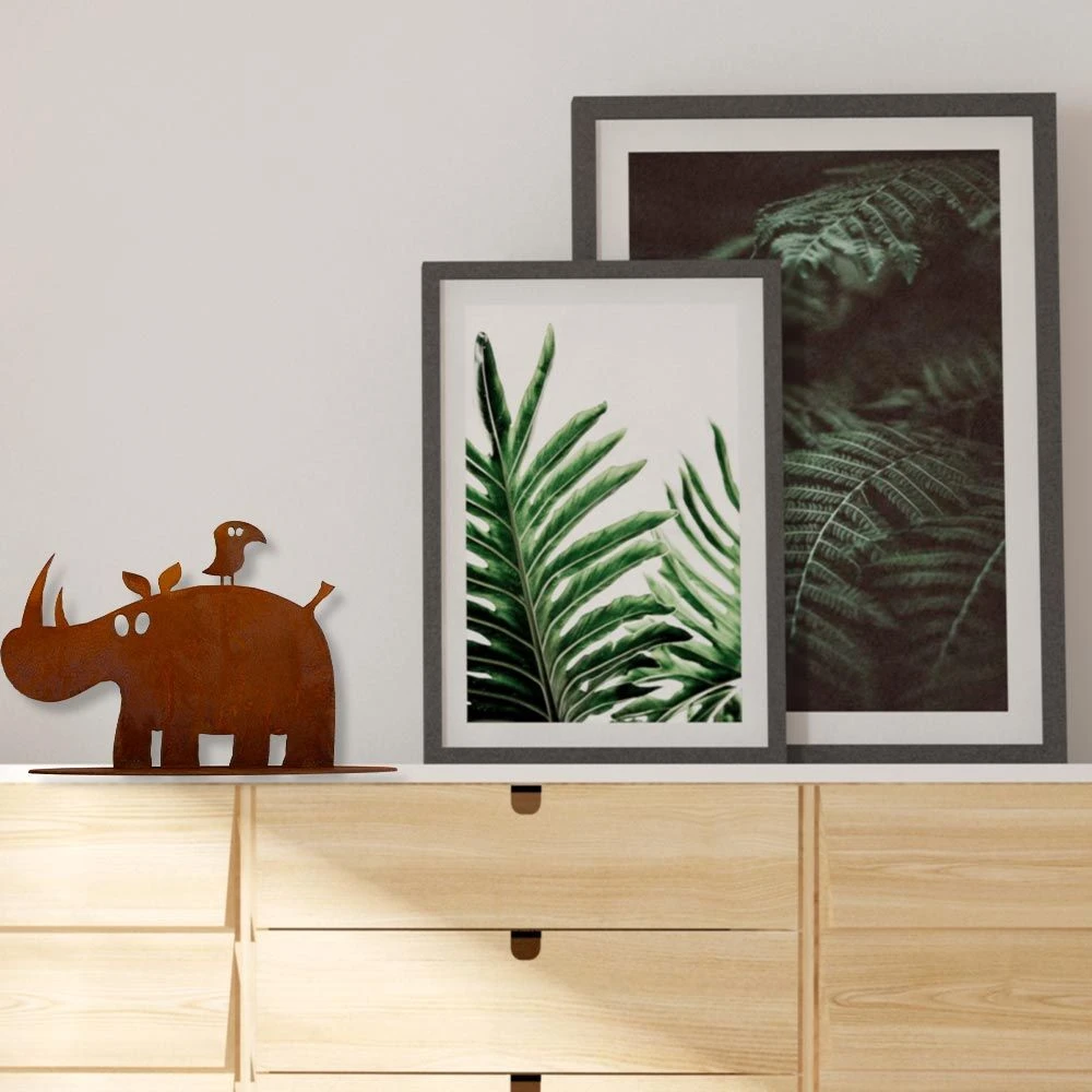 Edelrost Nashorn Mit Kumpel Mit Fuß 3 Edelrost Nashorn Mit Kumpel Mit Fuß – Bild 3