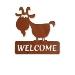 Kamiladen Verkäufe 11 Edelrost Ziege Mit Schild Welcome