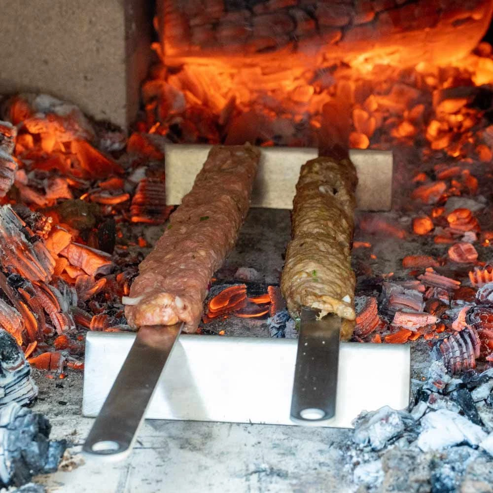 Halterung Für Kebab Grill Spieße Edelstahl 2er-Set – Bild 2