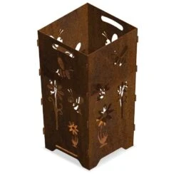 Edelrost Feuertonne Mit Bienen Und Blumen 70 X 35 Cm