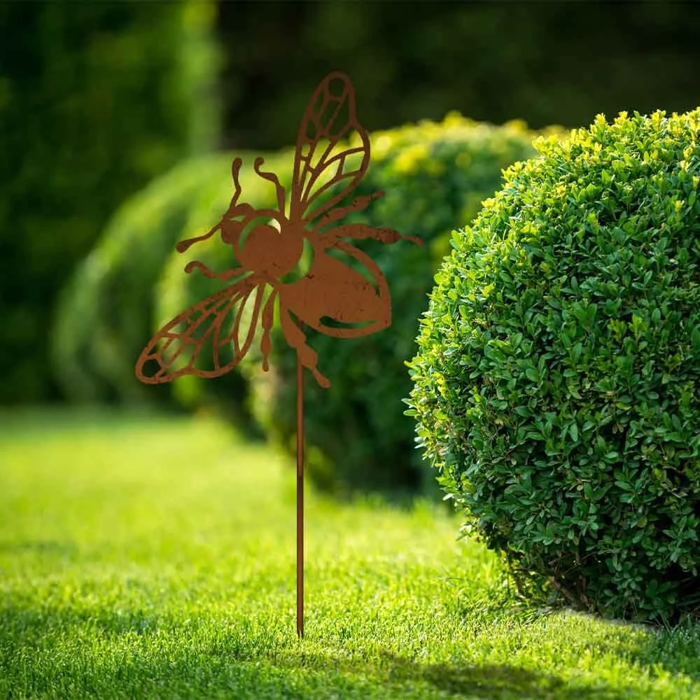 Edelrost Holzbiene Mit Stecker 3 Edelrost Holzbiene Mit Stecker – Bild 3