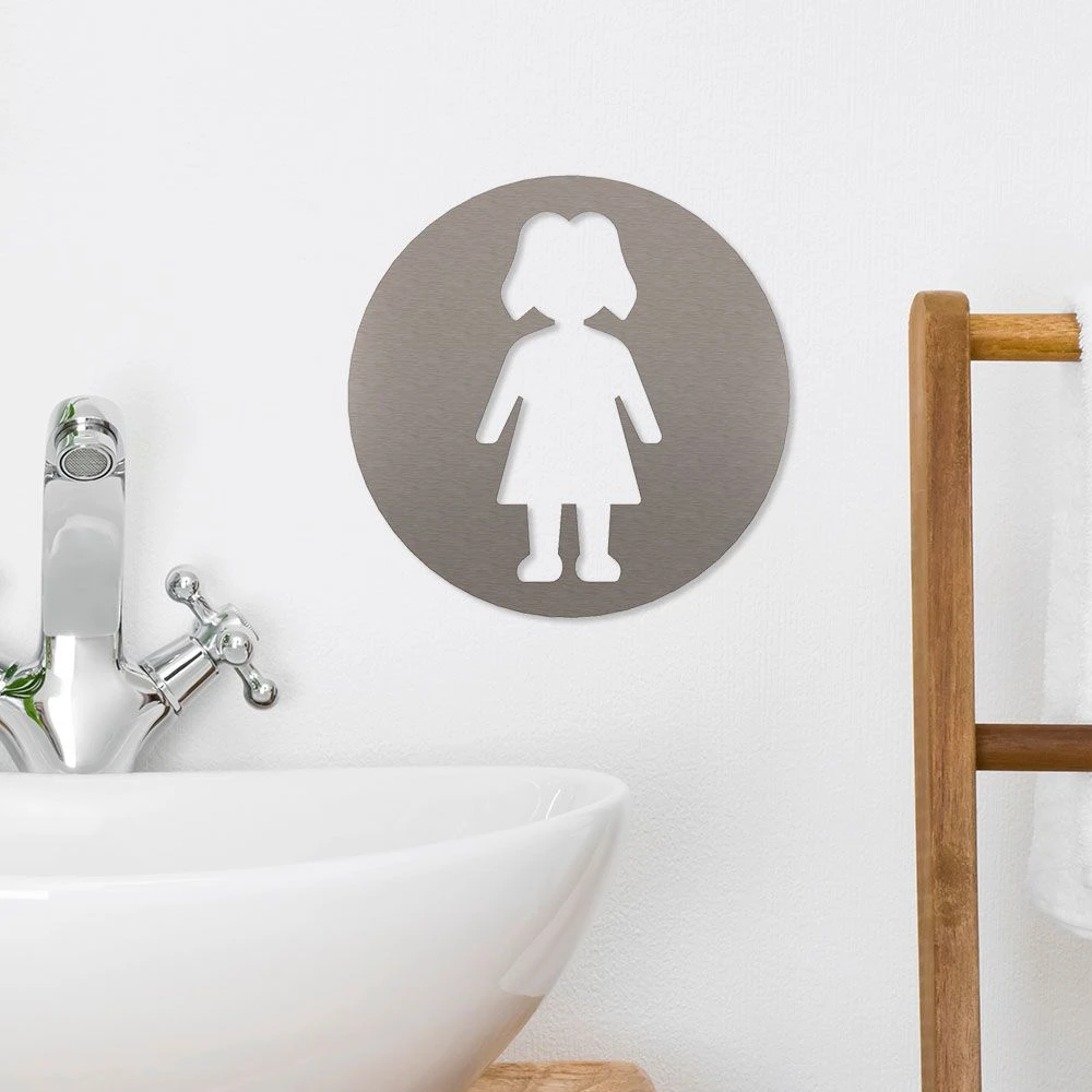 Damen Piktogramm Rund Aus Edelstahl 3 Damen Piktogramm Rund Aus Edelstahl – Bild 3