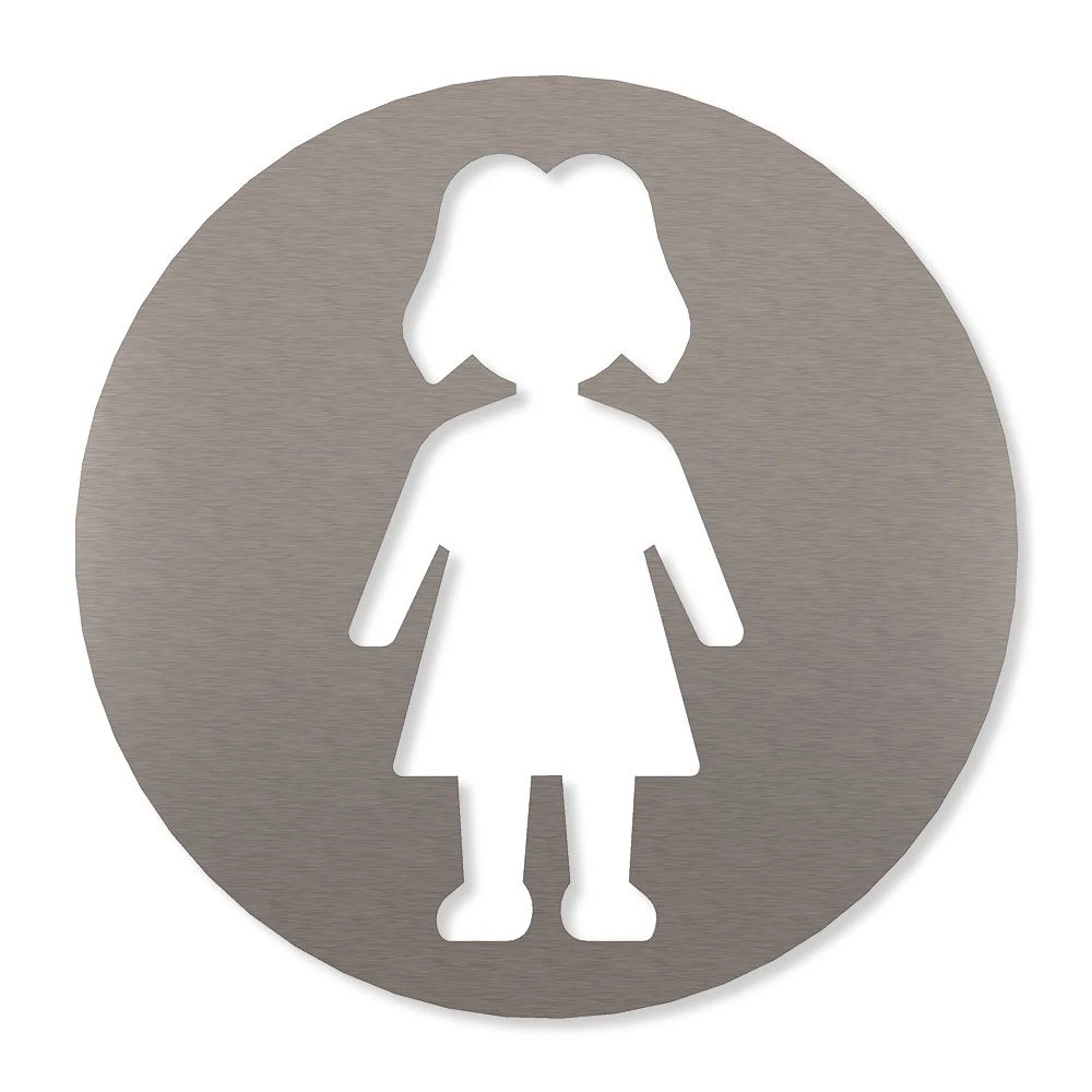 Damen Piktogramm Rund Aus Edelstahl 1 Damen Piktogramm Rund Aus Edelstahl