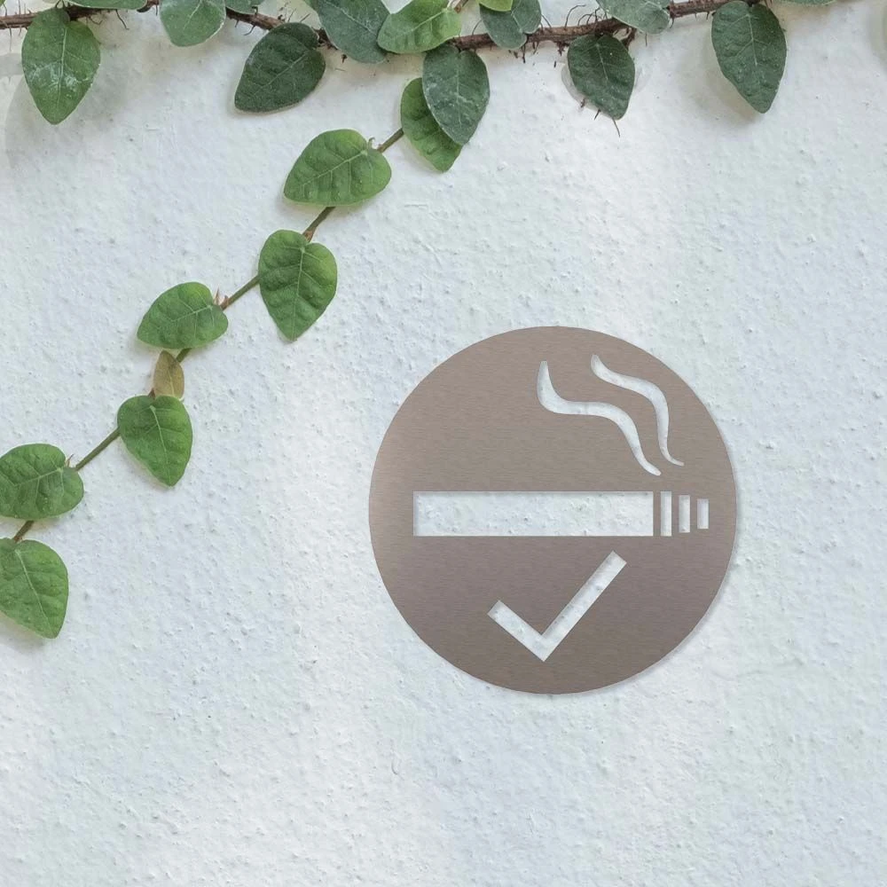 Raucherbereich Piktogramm Rund Aus Edelstahl 2 Raucherbereich Piktogramm Rund Aus Edelstahl – Bild 2