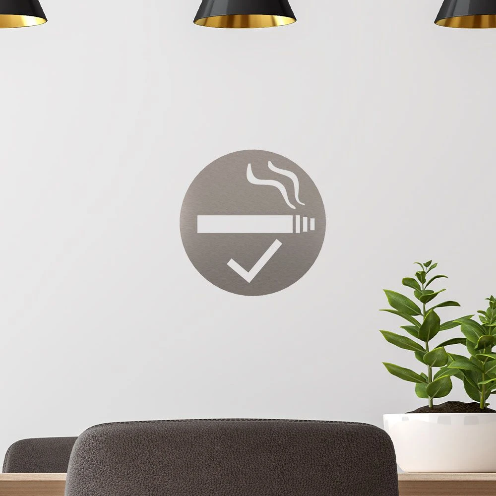 Raucherbereich Piktogramm Rund Aus Edelstahl 3 Raucherbereich Piktogramm Rund Aus Edelstahl – Bild 3