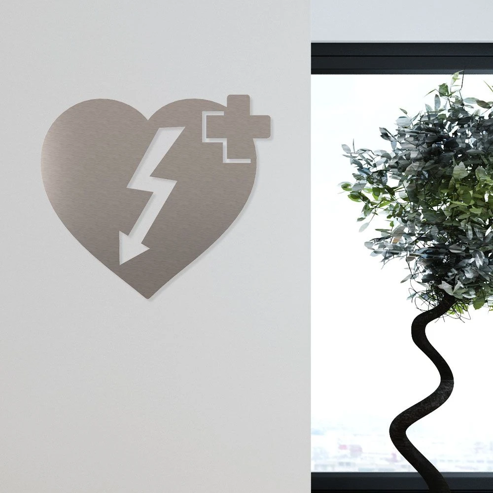 Defibrilator Piktogramm Aus Edelstahl 2 Defibrilator Piktogramm Aus Edelstahl – Bild 2