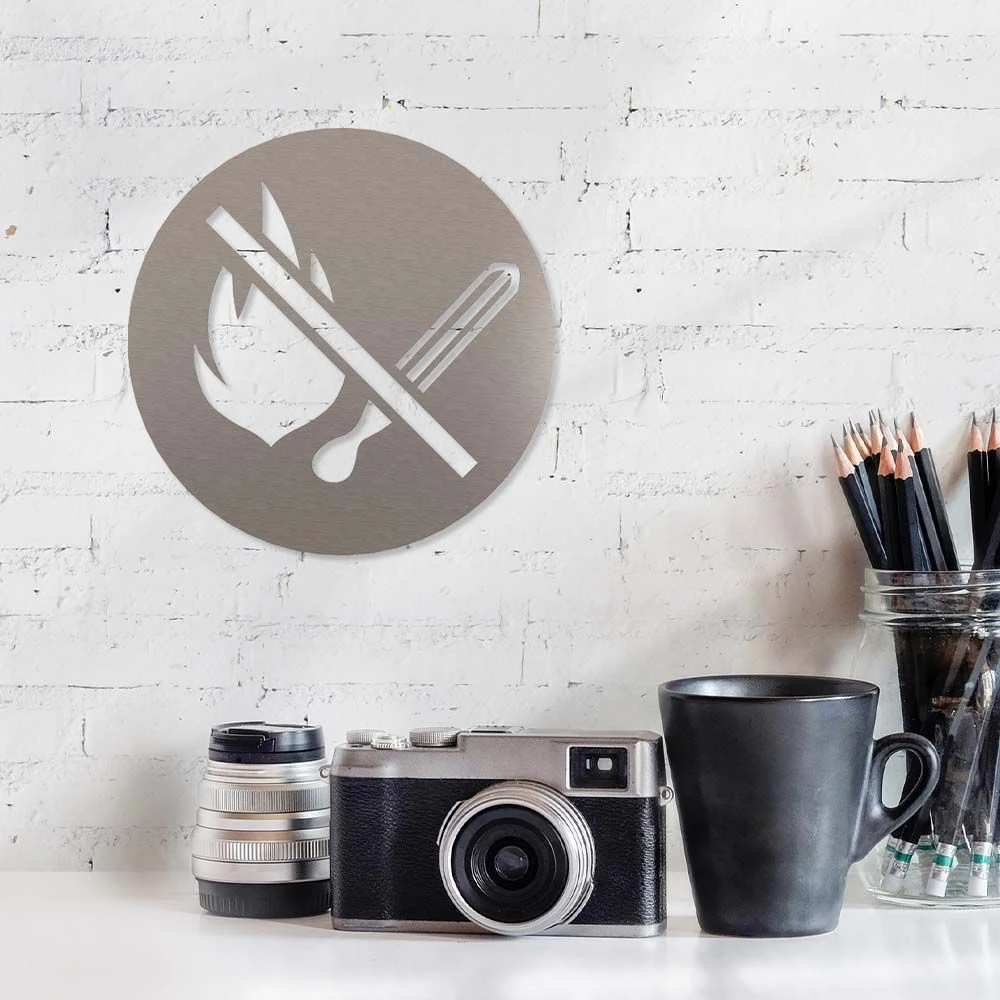 Feuer Verboten Piktogramm Rund Aus Edelstahl 2 Feuer Verboten Piktogramm Rund Aus Edelstahl – Bild 2