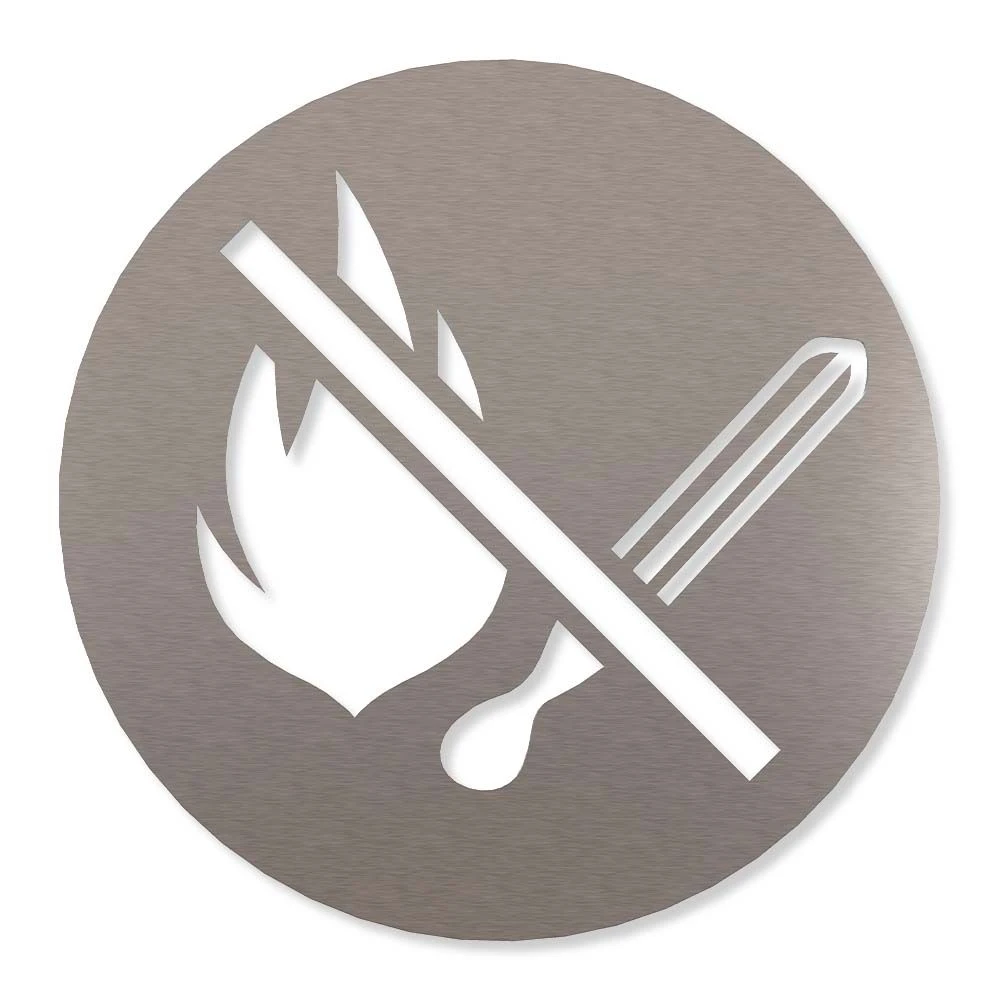 Feuer Verboten Piktogramm Rund Aus Edelstahl 1 Feuer Verboten Piktogramm Rund Aus Edelstahl