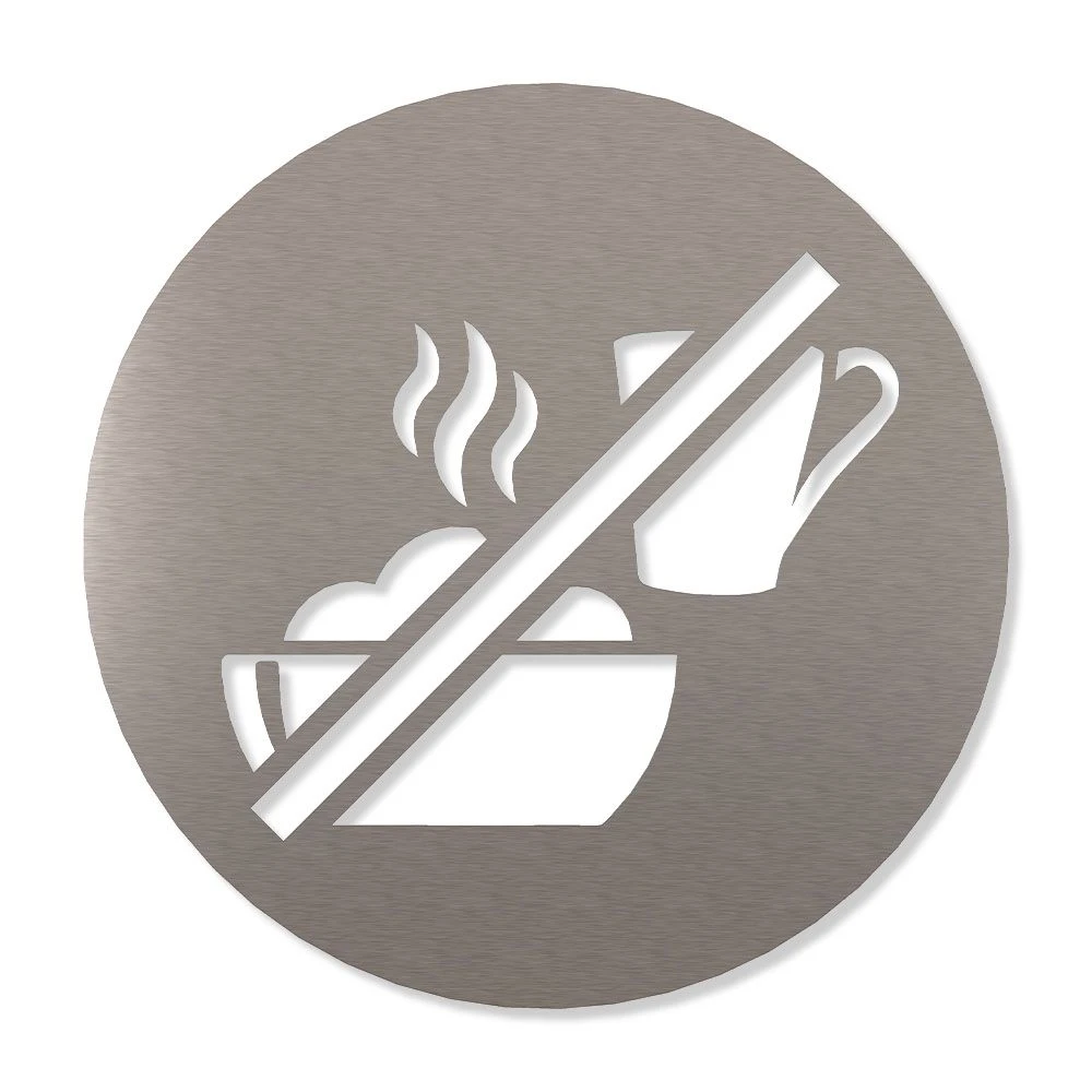 Essen & Trinken Verboten Piktogramm Rund Aus Edelstahl 1 Essen & Trinken Verboten Piktogramm Rund Aus Edelstahl