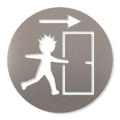 Notausgang Piktogramm Rund Aus Edelstahl