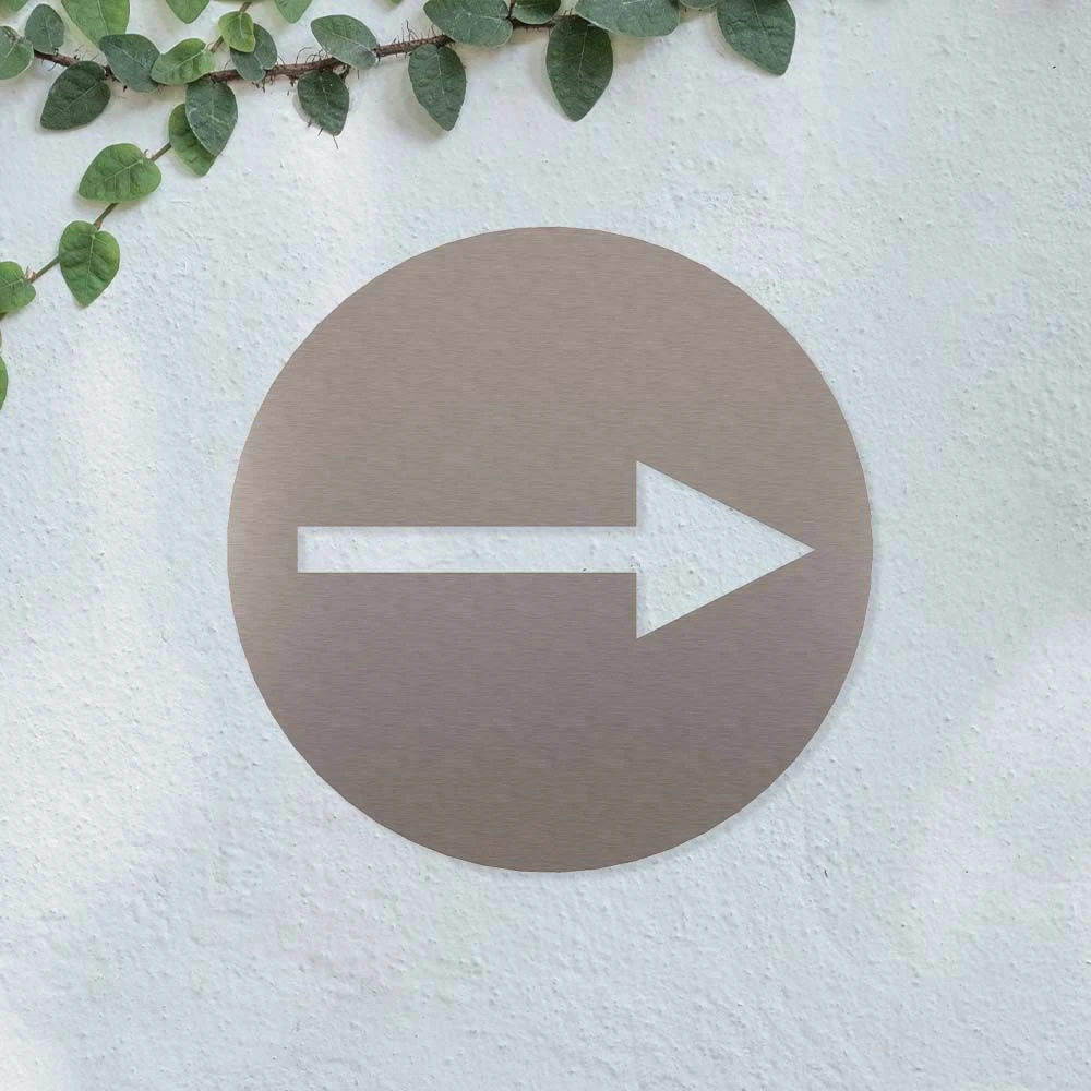 Richtungspfeil Piktogramm Rund Aus Edelstahl 2 Richtungspfeil Piktogramm Rund Aus Edelstahl – Bild 2