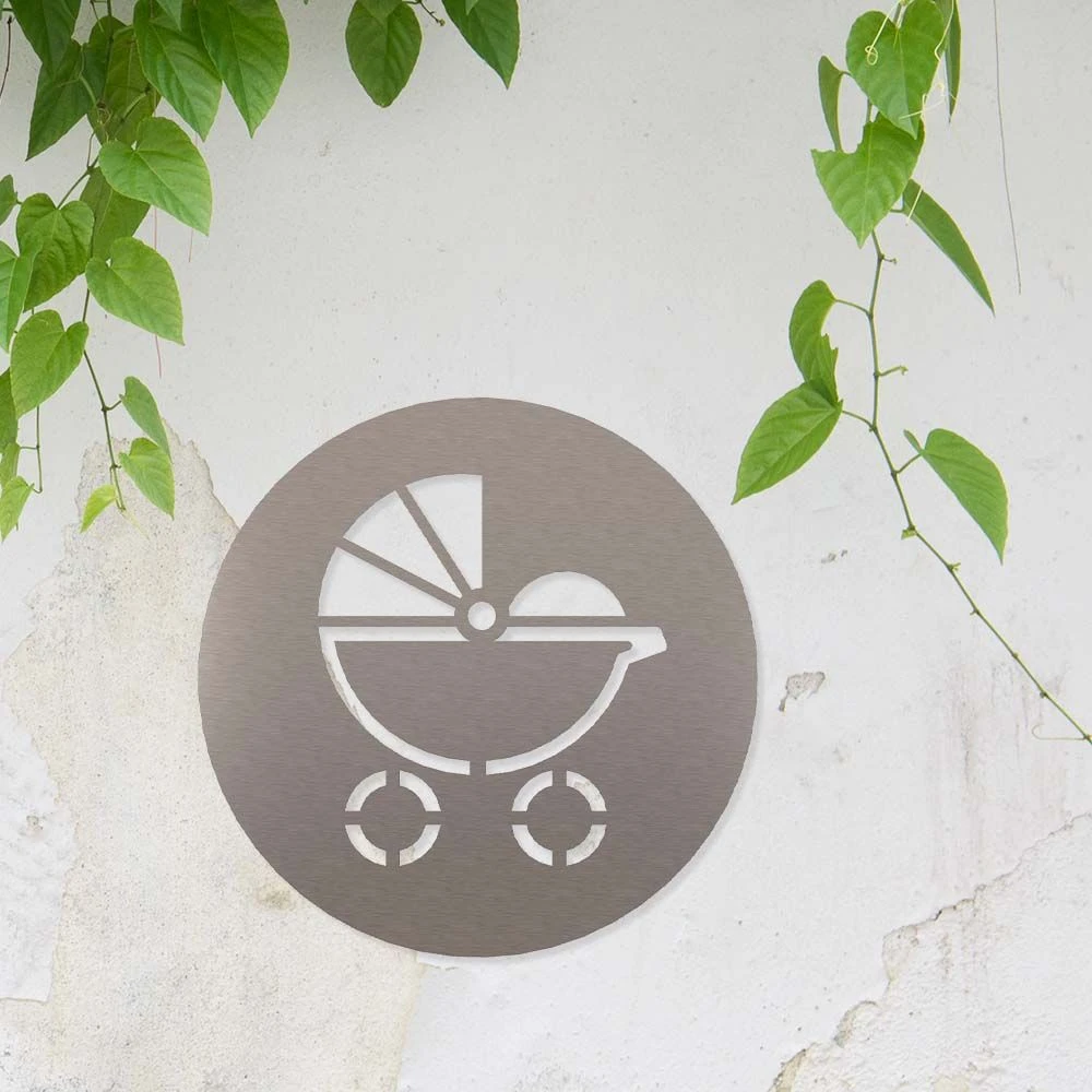 Kinderwagen Piktogramm Rund Aus Edelstahl 3 Kinderwagen Piktogramm Rund Aus Edelstahl – Bild 3