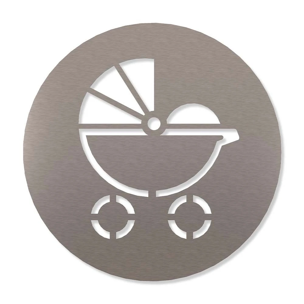 Kinderwagen Piktogramm Rund Aus Edelstahl 1 Kinderwagen Piktogramm Rund Aus Edelstahl
