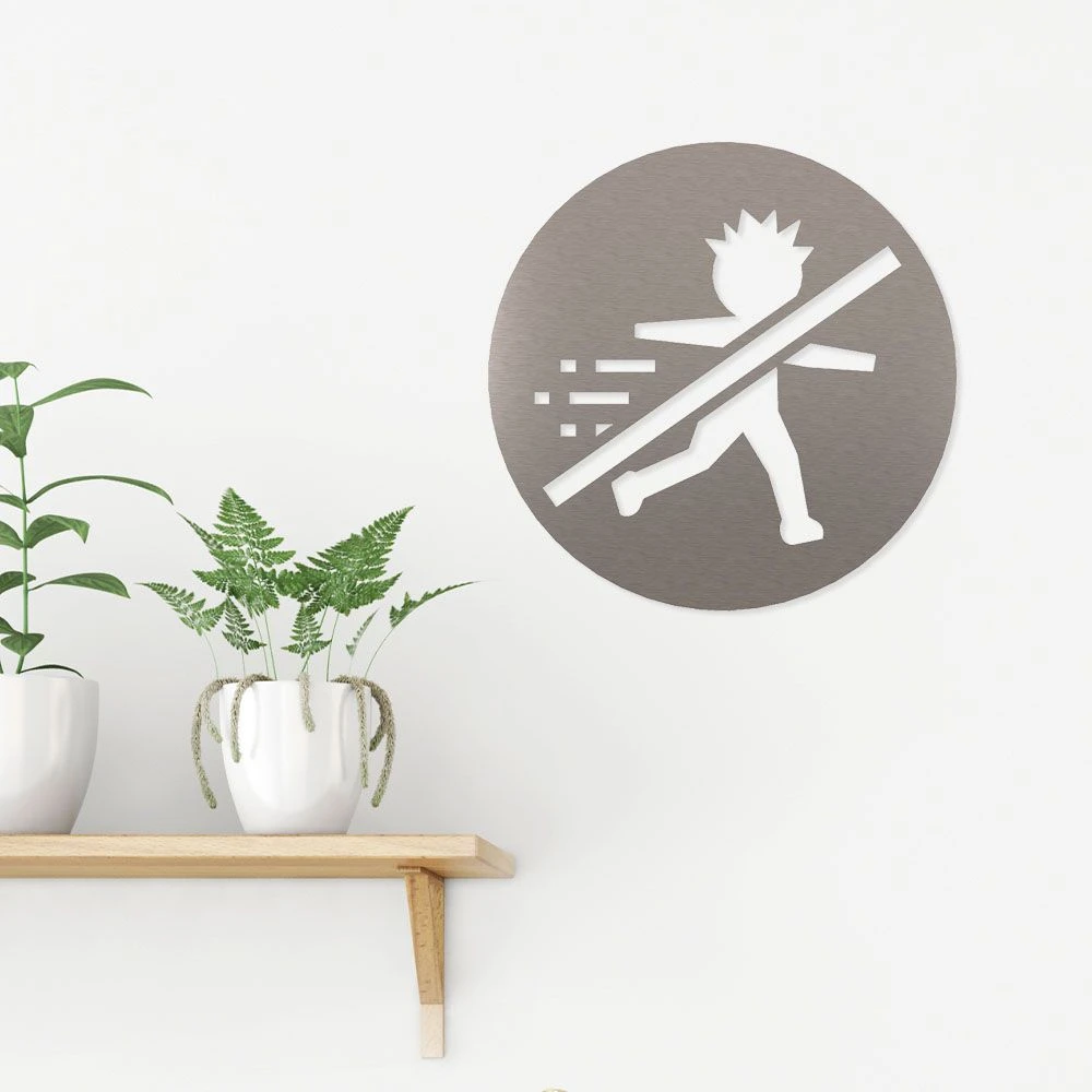 Rennen Verboten Piktogramm Rund Aus Edelstahl 2 Rennen Verboten Piktogramm Rund Aus Edelstahl – Bild 2