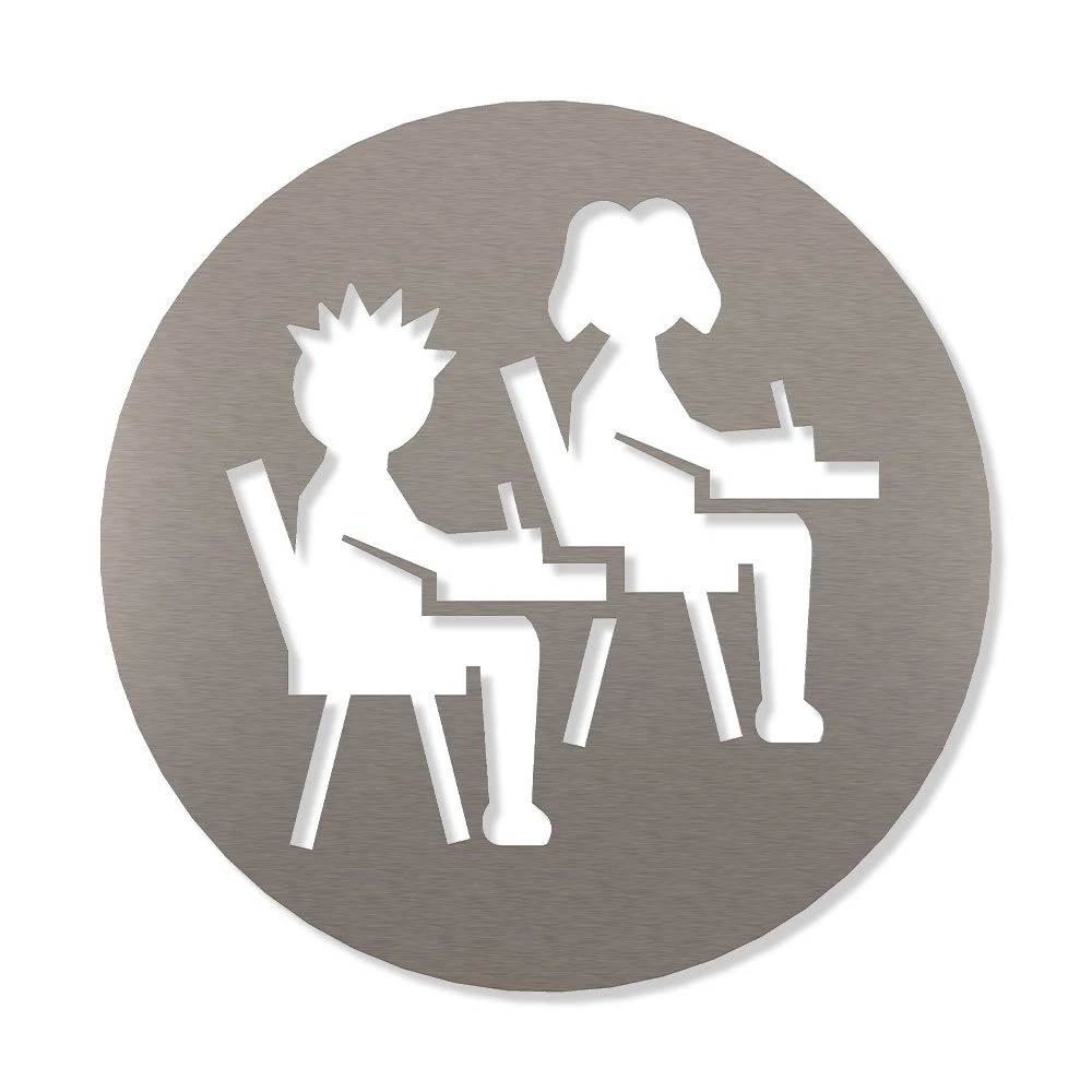 Prüfungsraum Piktogramm Rund Aus Edelstahl 1 Prüfungsraum Piktogramm Rund Aus Edelstahl