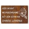 Edelrost Schild Hier Wohnt Wunschname Mit Dem Schwarm Ihres Lebens