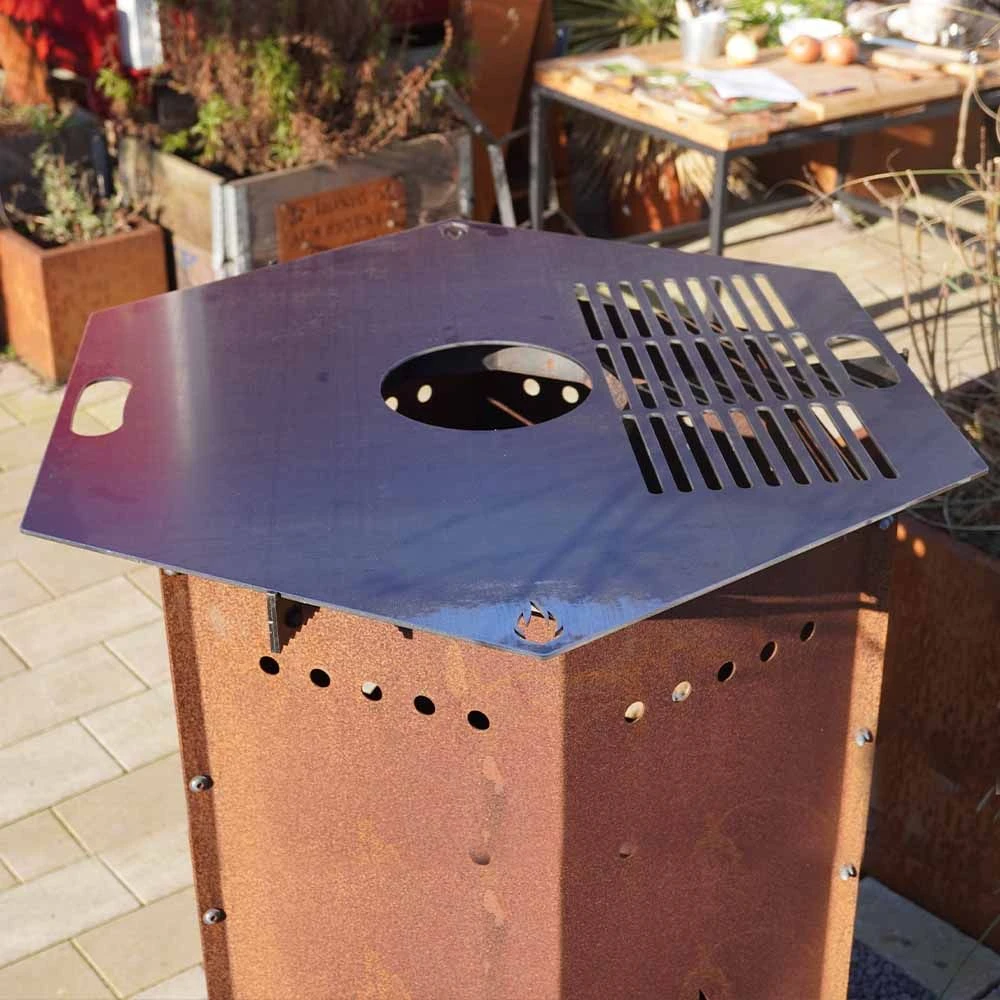 Feuerplatte Grillplatte Mit Integriertem Rost 6-eckig Ø 98 Cm Design 3 2 Feuerplatte Grillplatte Mit Integriertem Rost 6-eckig Ø 98 Cm Design 3 – Bild 2