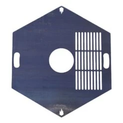 Feuerplatte Grillplatte Mit Integriertem Rost 6-eckig Ø 80 Cm Design 3