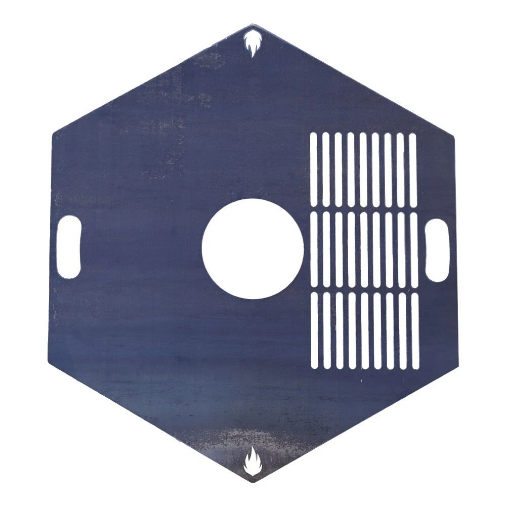 Feuerplatte Grillplatte Mit Integriertem Rost 6-eckig Ø 98 Cm Design 3 1 Feuerplatte Grillplatte Mit Integriertem Rost 6-eckig Ø 98 Cm Design 3