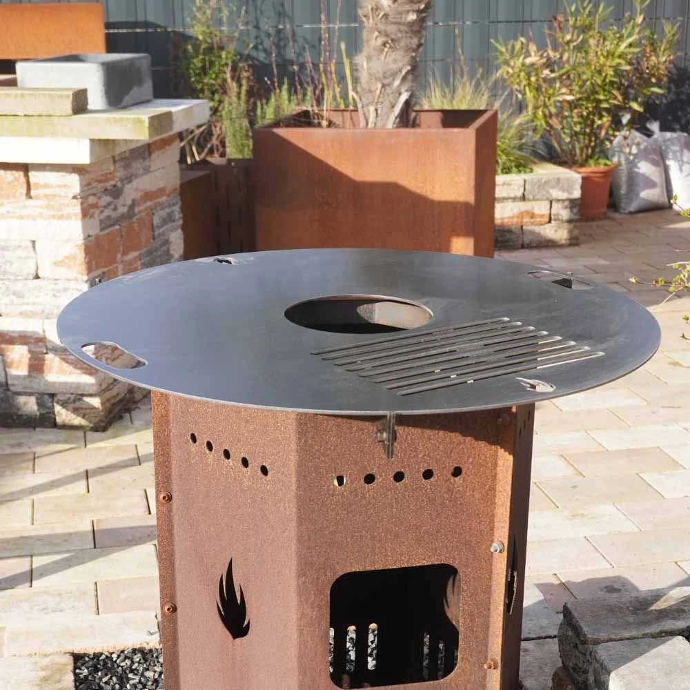 Feuerplatte Grillplatte Mit Integriertem Rost Ø 80 Cm Design 3 4 Feuerplatte Grillplatte Mit Integriertem Rost Ø 80 Cm Design 3 – Bild 4