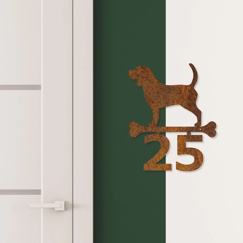 Edelrost Beagle Schild Mit Hausnummer 3 Edelrost Beagle Schild Mit Hausnummer – Bild 3