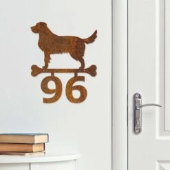 Edelrost Golden Retriever Schild Mit Hausnummer -Kamiladen Verkäufe 40005650 edelrost hausnummer golden retriever 02