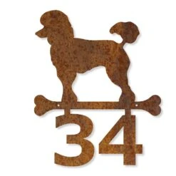 Edelrost Pudel Schild Mit Hausnummer