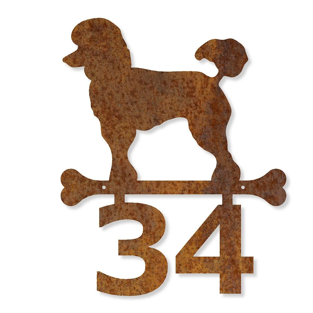 Edelrost Pudel Schild Mit Hausnummer 1 Edelrost Pudel Schild Mit Hausnummer