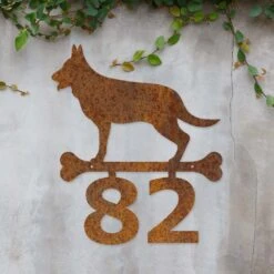 Edelrost Schäferhund Schild Mit Hausnummer -Kamiladen Verkäufe 40005652 edelrost hausnummer sch ferhund 02