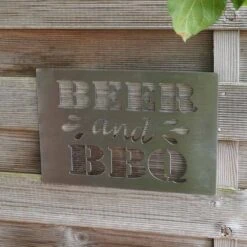 Edelstahl Schild Beer & BBQ Mit Aufhänger 30 X 20 Cm -Kamiladen Verkäufe 40005702 edelstahlschild beer and bbq mit aufh nger 01