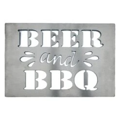 Edelstahl Schild Beer & BBQ Mit Aufhänger 30 X 20 Cm