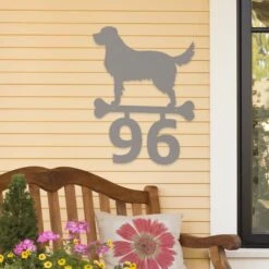 Edelstahl Golden Retriever Schild Mit Hausnummer -Kamiladen Verkäufe 40005761 edelstahl hausnummer golden retriever 01