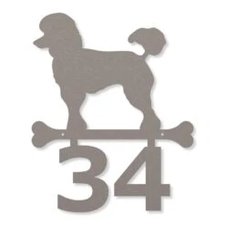 Edelstahl Pudel Schild Mit Hausnummer