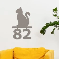 Edelstahl Katze Schild Mit Hausnummer -Kamiladen Verkäufe 40005764 edelstahl hausnummer katze 02