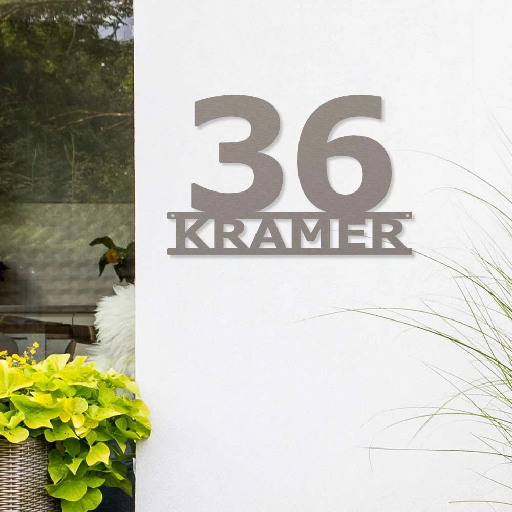 Edelstahl Hausnummer Mit Wunschname 3 Edelstahl Hausnummer Mit Wunschname – Bild 3
