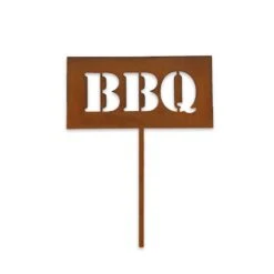 Edelrost Gartenschild BBQ 30cm Mit Stecker