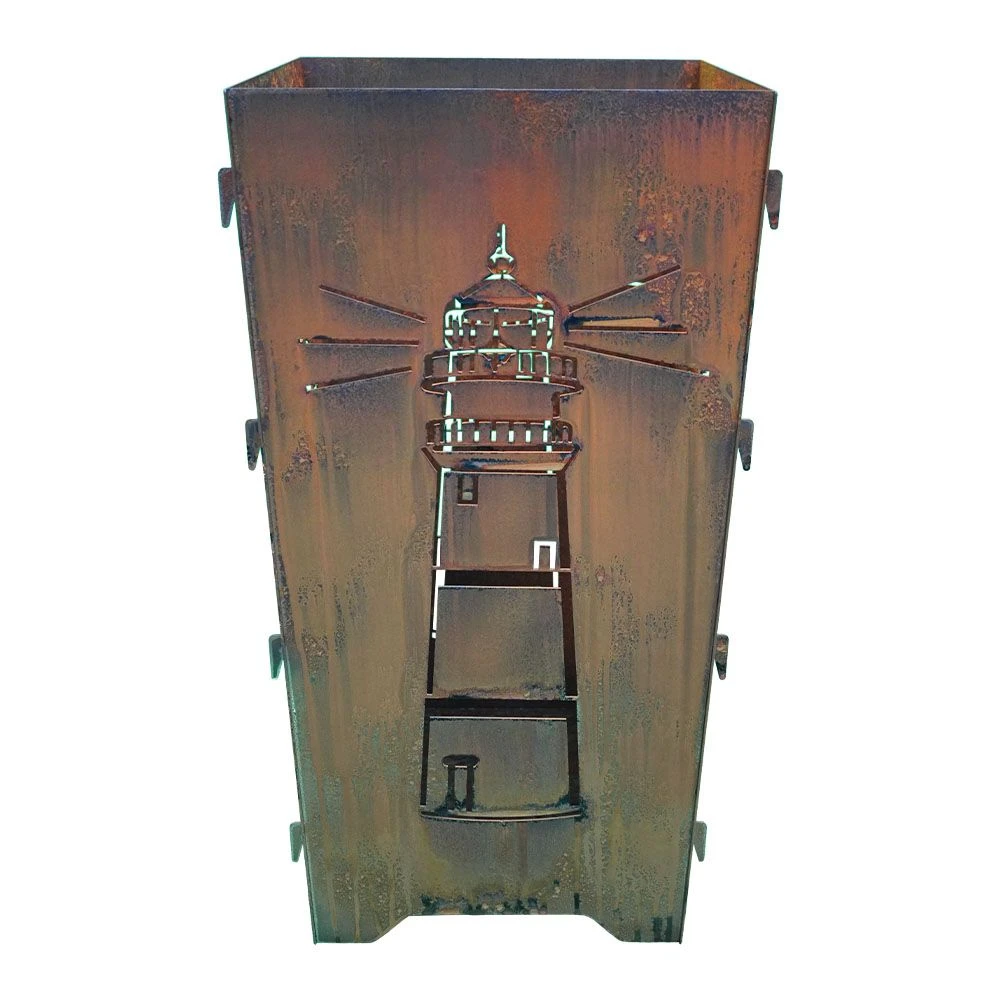 Edelrost Feuertonne Mit Anker Und Leuchtturm 70 X 35 Cm – Bild 6