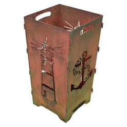 Edelrost Feuertonne Mit Anker Und Leuchtturm 70 X 35 Cm