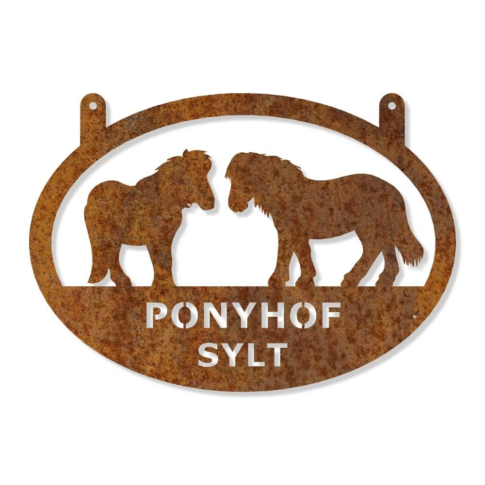 Edelrost Ponyhof Schild Mit Wunschnamen 35 X 50 Cm