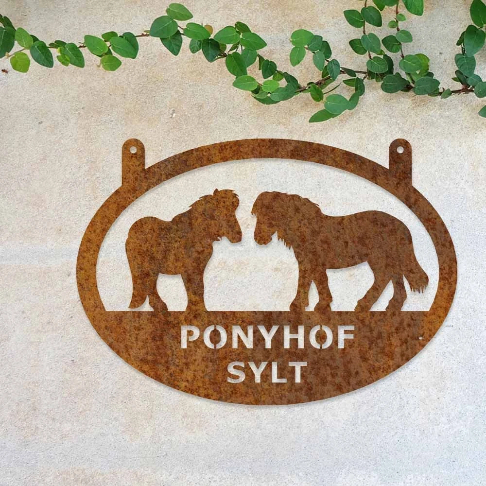 Edelrost Ponyhof Schild Mit Wunschnamen 35 X 50 Cm – Bild 2