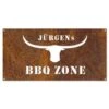 Edelrostschild BBQ Zone Mit Wunschnamen 20 X 40 Cm