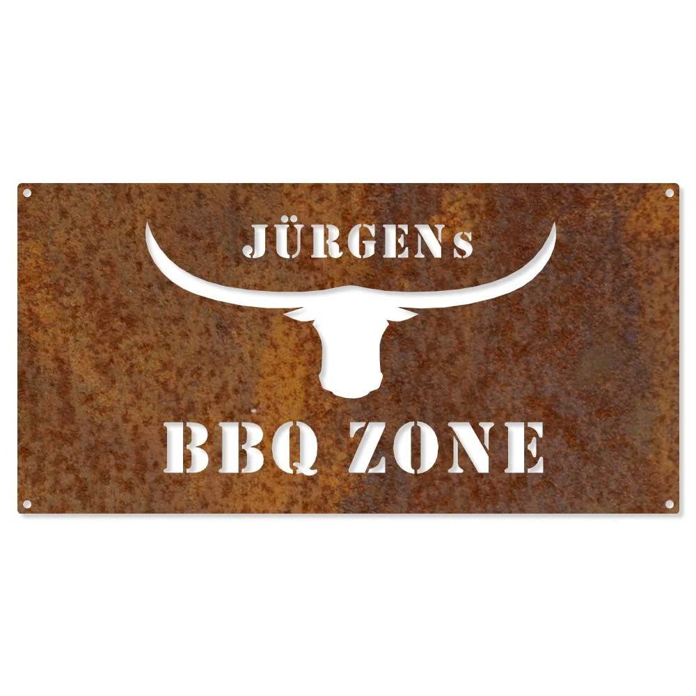 Edelrostschild BBQ Zone Mit Wunschnamen 20 X 40 Cm 1 Edelrostschild BBQ Zone Mit Wunschnamen 20 X 40 Cm