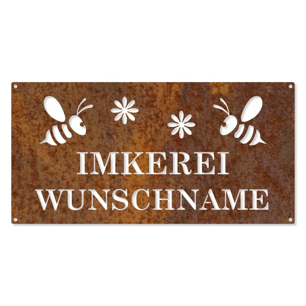 Edelrostschild Imkerei Mit Wunschname 20 X 40 Cm 1 Edelrostschild Imkerei Mit Wunschname 20 X 40 Cm