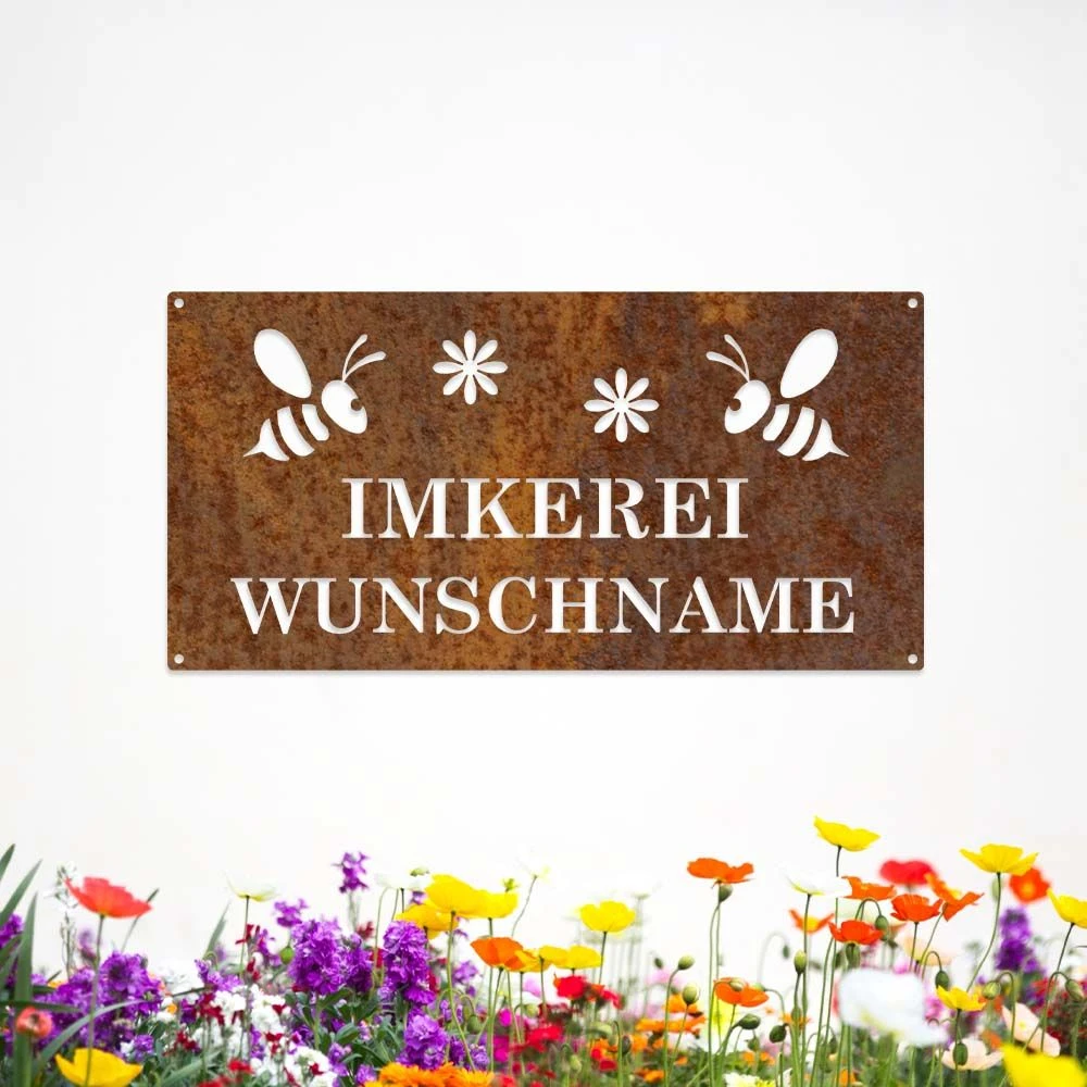 Edelrostschild Imkerei Mit Wunschname 20 X 40 Cm 2 Edelrostschild Imkerei Mit Wunschname 20 X 40 Cm – Bild 2