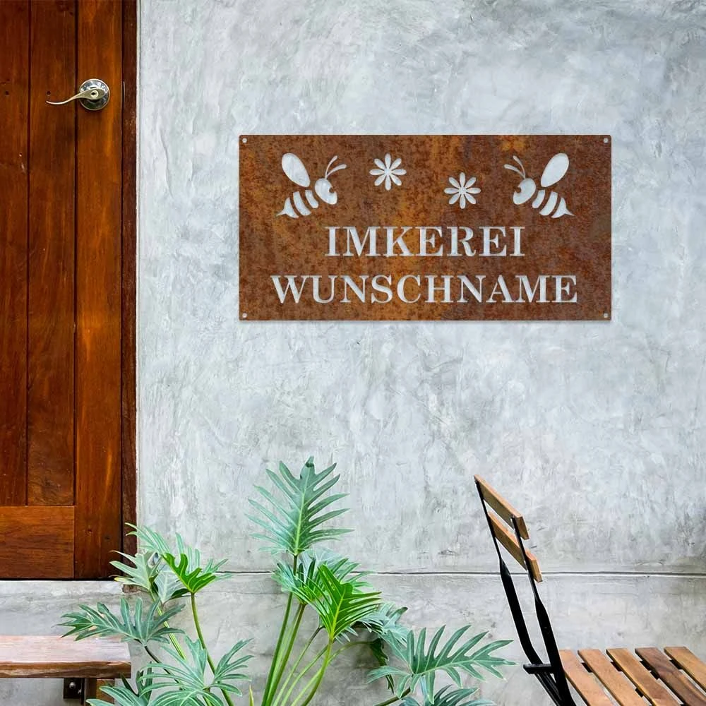 Edelrostschild Imkerei Mit Wunschname 20 X 40 Cm 3 Edelrostschild Imkerei Mit Wunschname 20 X 40 Cm – Bild 3