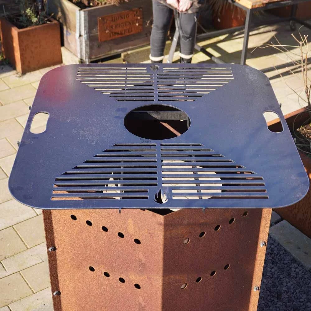 Feuerplatte Grillplatte Mit Integriertem Rost Quadratisch 78 X 78 Cm Design 1 2 Feuerplatte Grillplatte Mit Integriertem Rost Quadratisch 78 X 78 Cm Design 1 – Bild 2