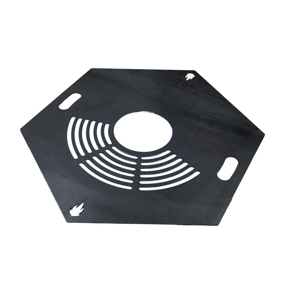 Feuerplatte Grillplatte Mit Integriertem Rost 6-eckig Ø 60 Cm Design 1 – Bild 9