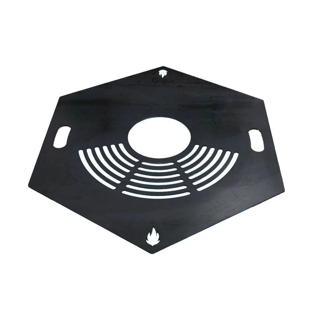 Feuerplatte Grillplatte Mit Integriertem Rost 6-eckig Ø 60 Cm Design 1 – Bild 10