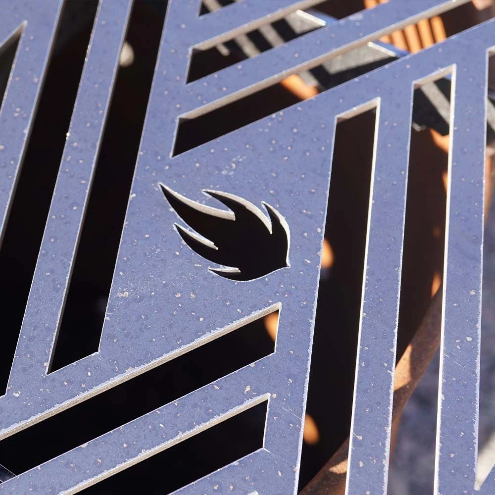 Feuerplatte Grillplatte Mit Integriertem Rost 8-eckig Ø 60 Cm Design 2 – Bild 4